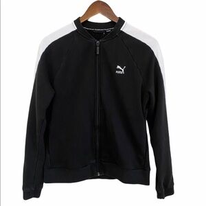 Puma Black & White Stripe Sleeve Zip Up Jacket
